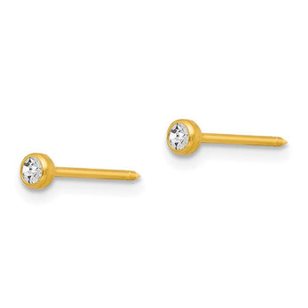 Inverness 4C GP Crystal Bezel Earrings 14KT 3mm