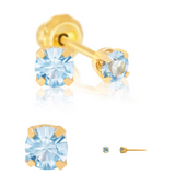 Inverness 83C Tiffany Aqua Earrings 24KT 3 mm