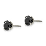 Inverness 357C Stainless Steel Black CZ Earrings 7mm