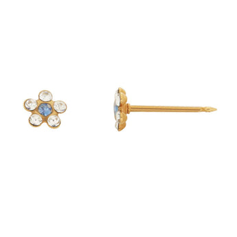 Inverness 217C Flower With Clear/Sapphire Crystal Earrings 14KT