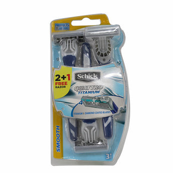 Schick Quattro Titanium Men Disposable Razor 2+1 Free