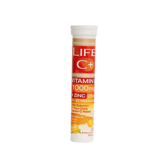 Life C+ Vitamin C 1000mg + Zinc 25mg- 20 Effervescent Tabs