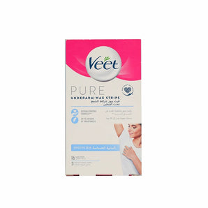 Veet Pure Underarm 16 Wax Strips + 3 Wipes