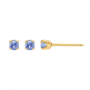 Inverness 89C Blue Crystal Earrings 24KT 3mm