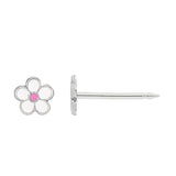 Inverness 867C White Gold Enamel Flower Earrings 14KT
