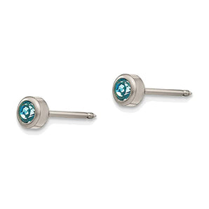 Inverness 18C Titanium Aquamarine Crystal Bezel Earrings 4mm