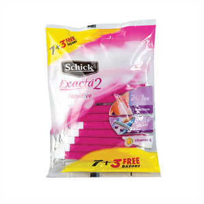 Schick Exacta 2 Sensitive Women Pink Razor 7+3 Free
