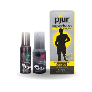 Joy Drops Enhancement Lubricant + Joy Drops Mint + Pjur Superhero Strong Spray Offer Package