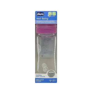 Chicco WB Glass Bottle With Slow Flow (0+ M) Girl 240 ml