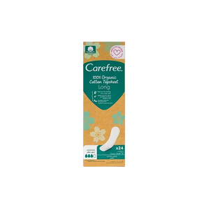 Carefree Organic Cotton Unscented Liners Extra Long 24 Pcs