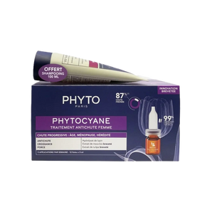 Phyto Phytocyane Progressive Ampoules For Woman + Shampoo 100 ml Free