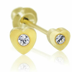 Inverness 25C GP Crystal In Heart Earrings 24KT